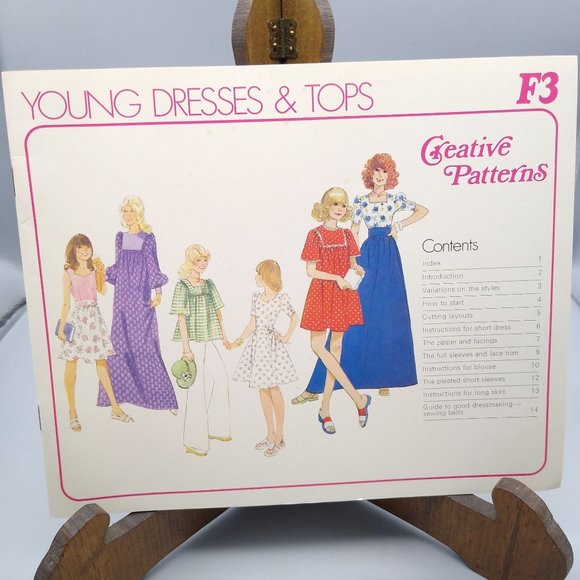 Vintage Sewing Creative Pattern F3 Young Dresses and Tops with Instruction Book - Picture 2 of 2